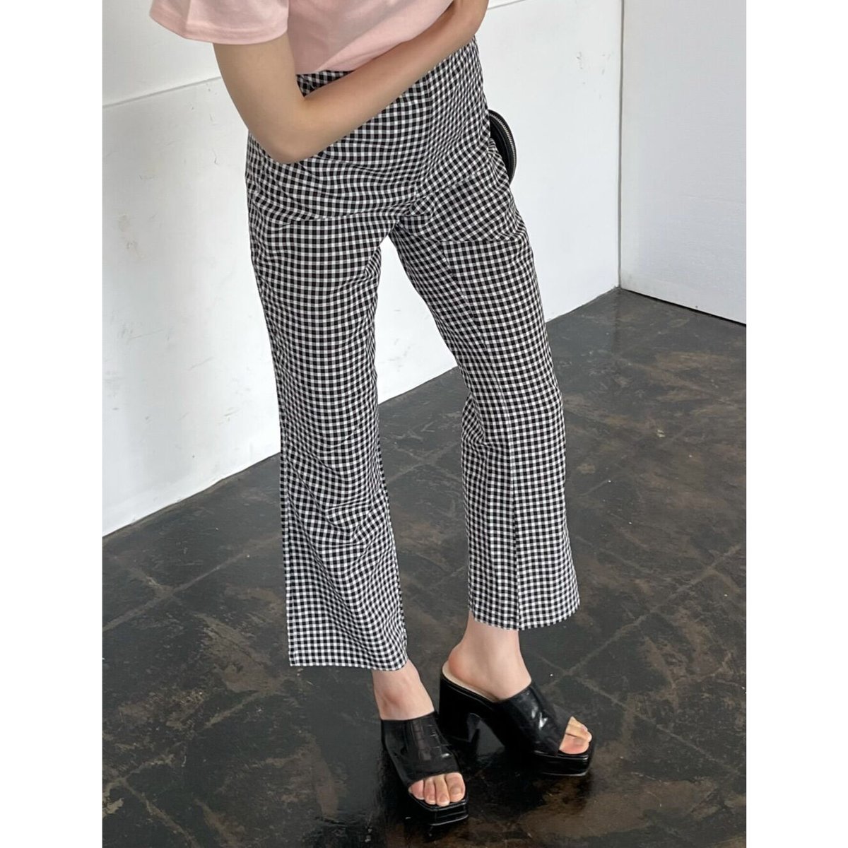 Gingham stretch pants sales