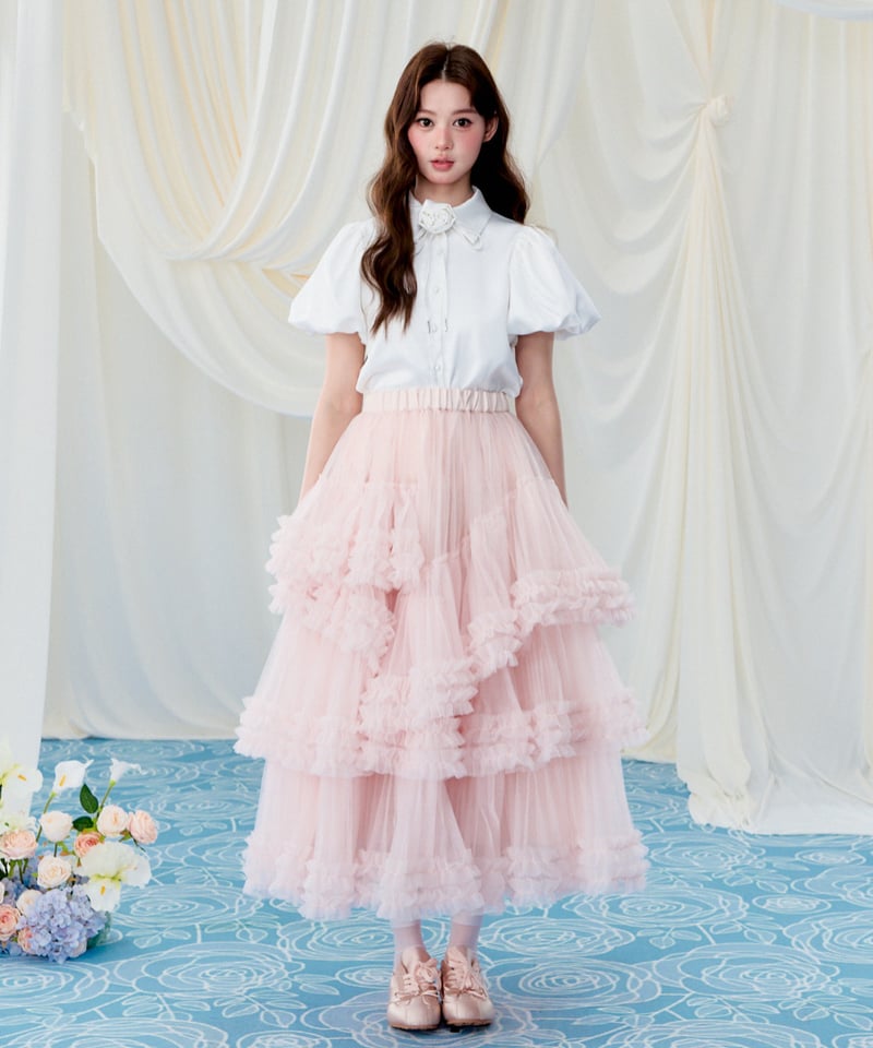 5月上旬配送】”Ballerina” blooming tulle skirt(pink) 5月上旬配送】”Ballerina” blooming tulle skirt(pink)