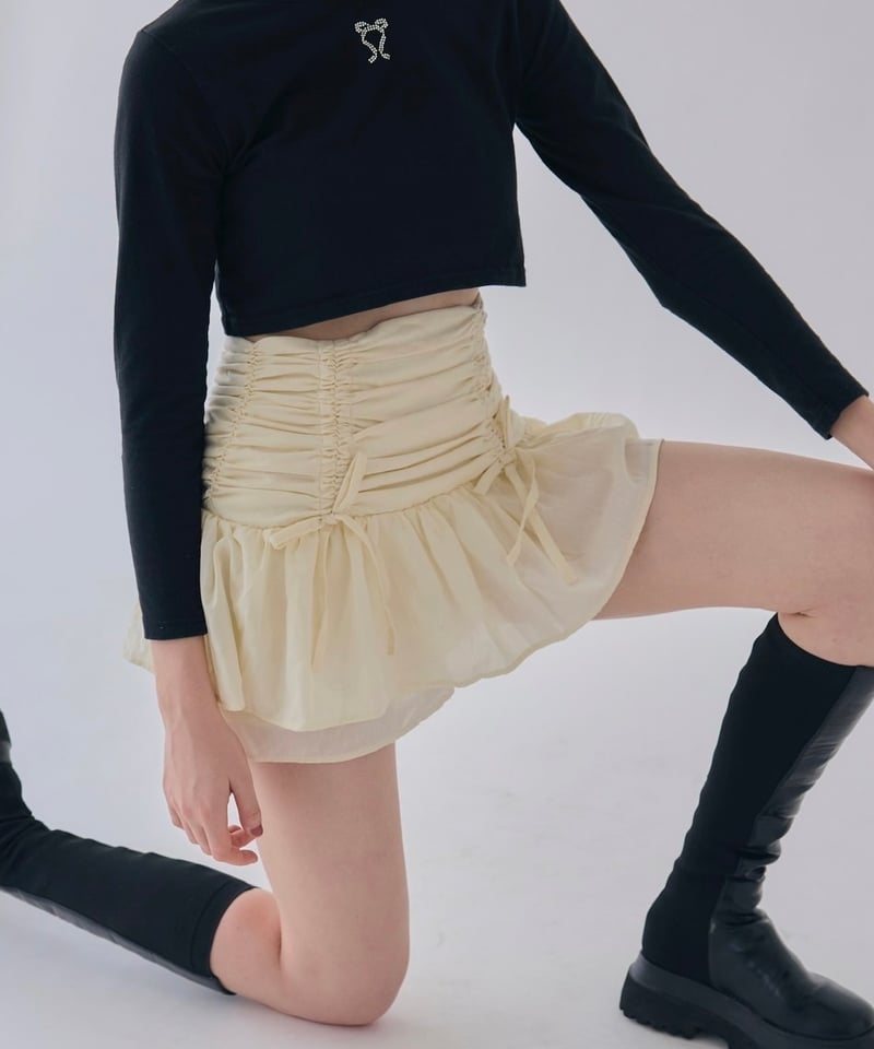 drawstring ribbon tiered skirt pants | Treat ür drawstring ribbon tiered skirt pants | Treat ür