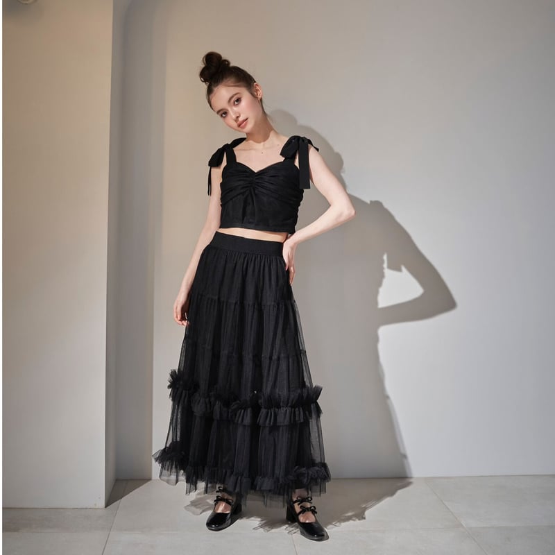 volume frill tulle skirt (black) | Treat ürself