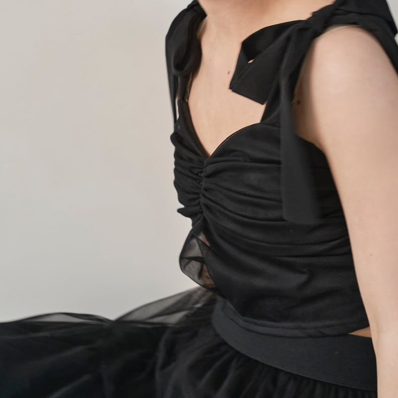 Ballerina” ribbon tulle bustier (black) | Trea