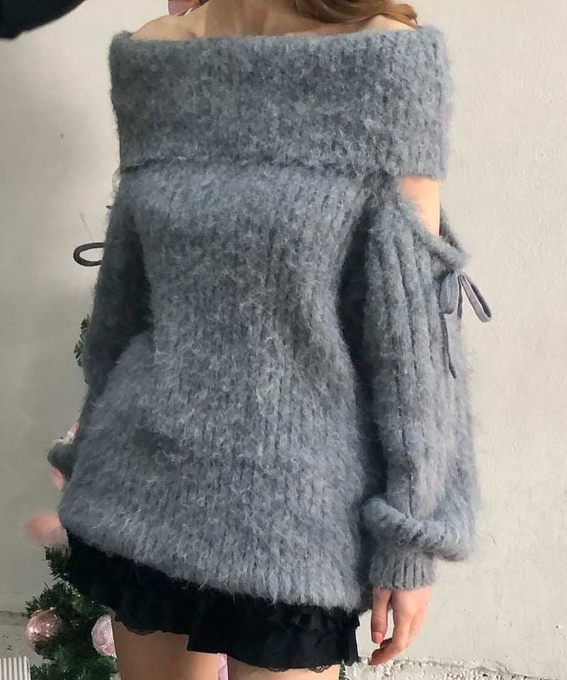 threat sleeve ribbon knit one-piece | Treat ürself