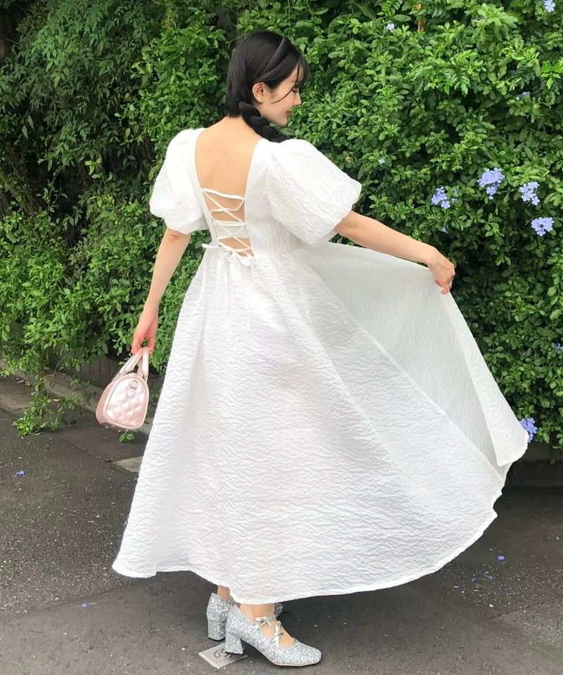 トリートユアセルフ バルーンフラワージャガードワンピース レモン トリートユアセルフ バルーンフラワージャガードワンピース