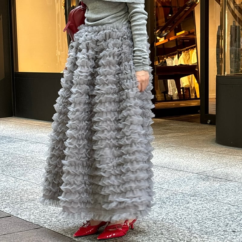 Ballerina” volume tulle long skirt | Treat ürself