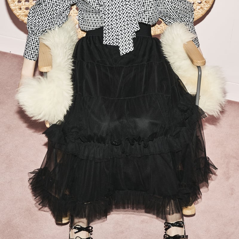 volume frill tulle skirt (black) | Treat ürself 