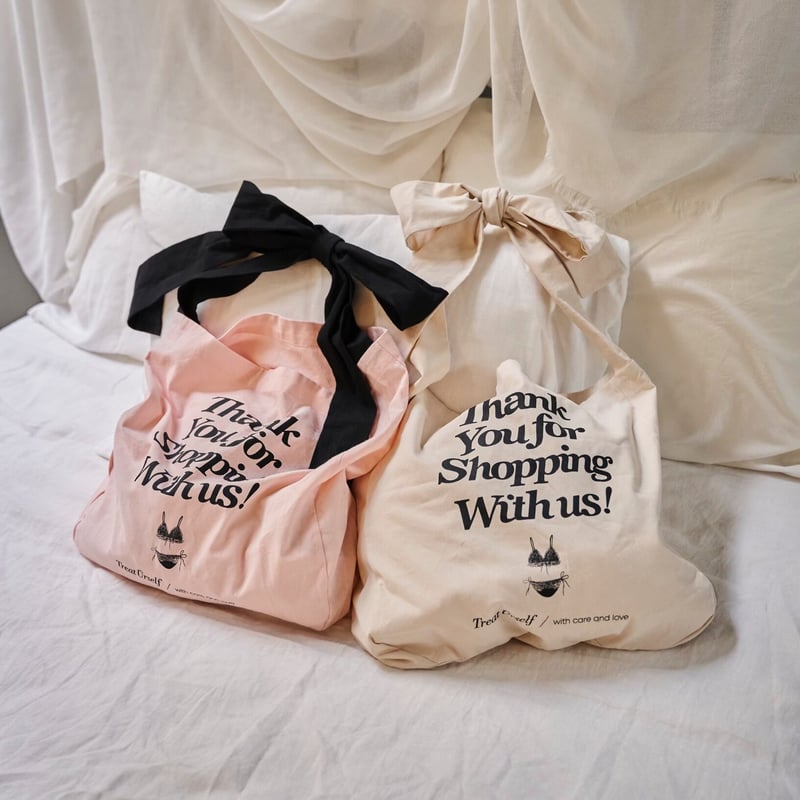 ribbon lingerie tote bag(pink) | Treat ürself