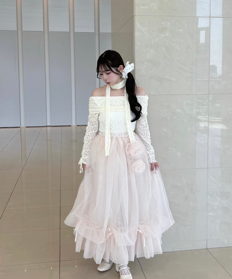 treatürself Rosemotif ribbon tulle skirt treatürself Rosemotif ribbon tulle skirt Treaturself