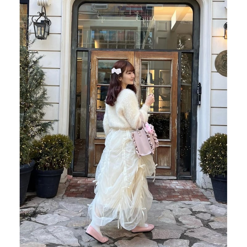 Ballerina” drawstring ribbon skirt (ivory) | T 