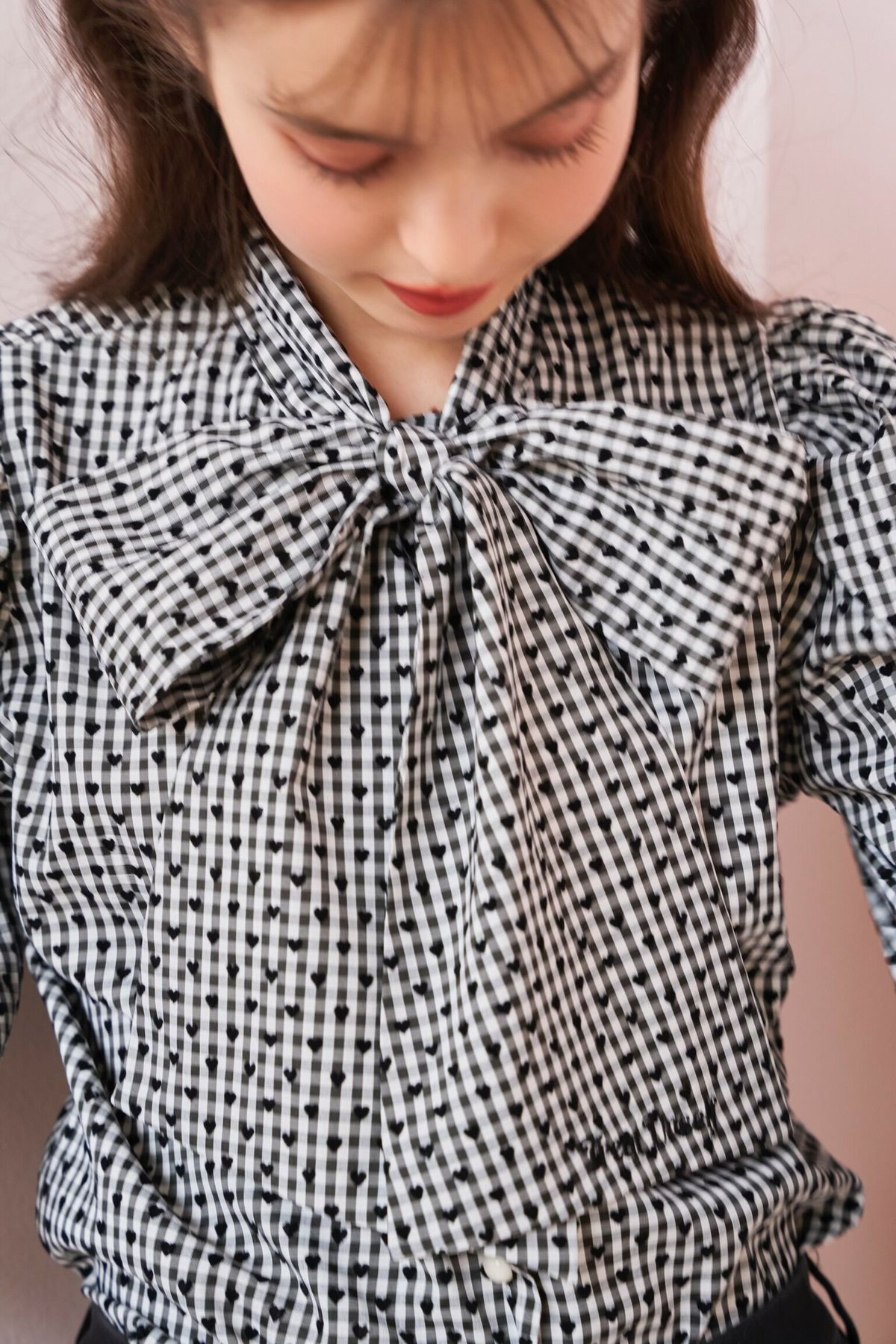 Heart full ribbon check blouse | Treat ürself