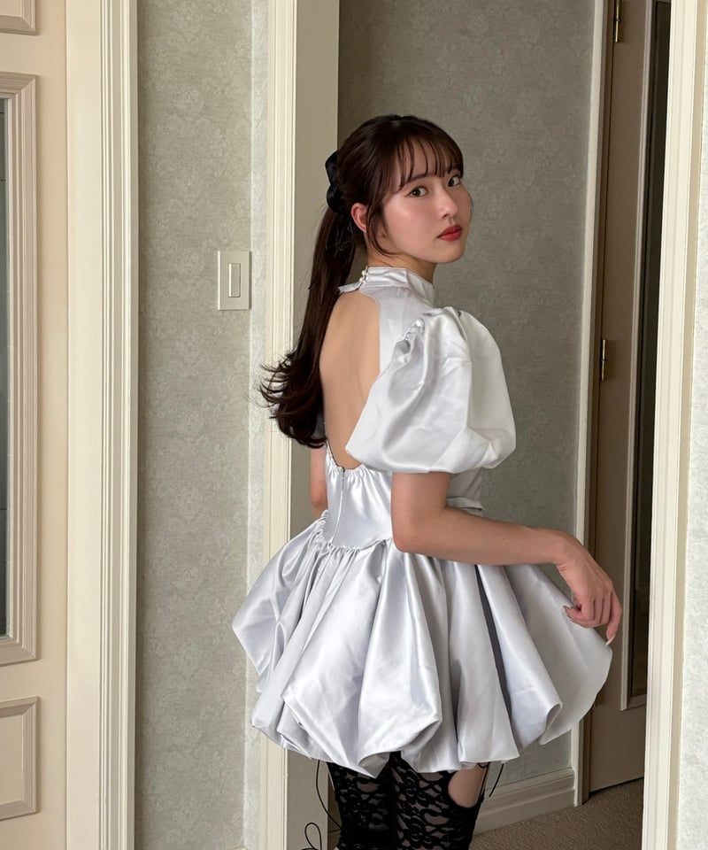 satin balloon peplum mini one-piece | Treat ürself satin balloon peplum mini one-piece | Treat ürself