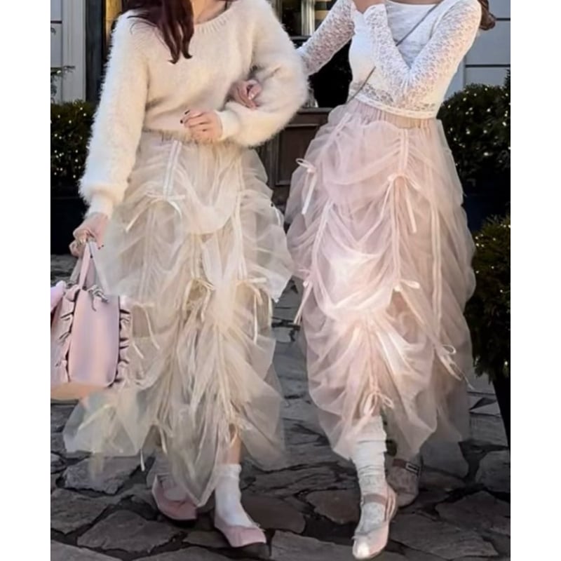 Ballerina” drawstring ribbon skirt (pink) | Tr 