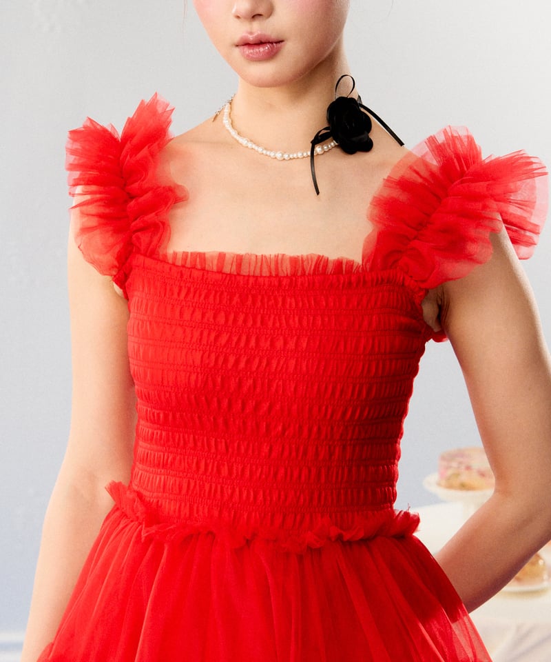 別注オーダー】”Ballerina” blooming tulle dress(red) 別注オーダー】”Ballerina” blooming tulle dress(red)