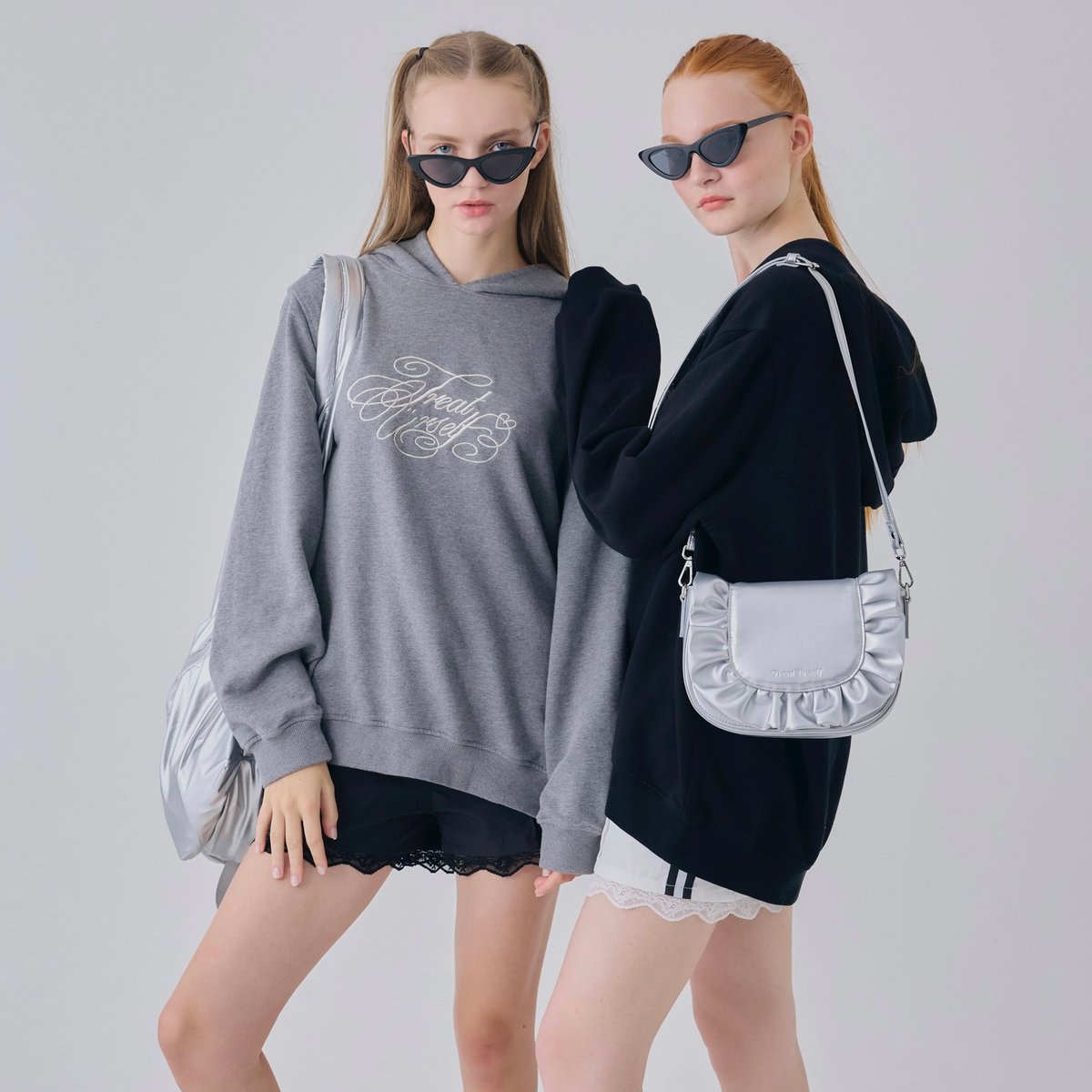 先着完売品treat ürself logo rhinestone sweat