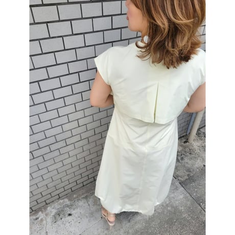 ペチコート付きドロストワンピース　イエロー