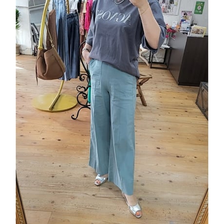 コットンリネンワイドパンツ　スモーキーブルー