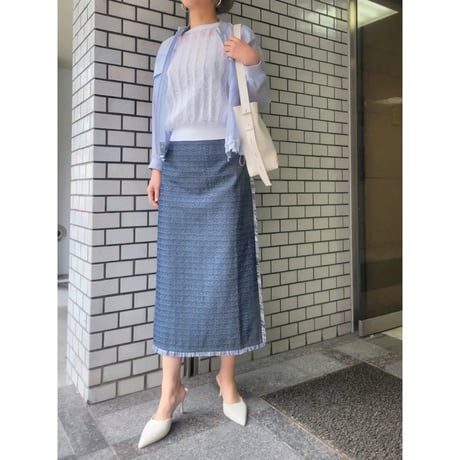 ツイードデニムフリンジスカート