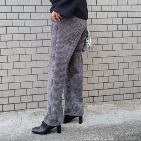 ツイード裏起毛ワイドパンツ　白ホワイト　グレー　黒ブラック