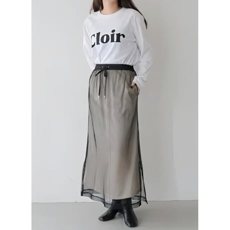 メッシュタイトスカート　黒ブラック×ベージュ