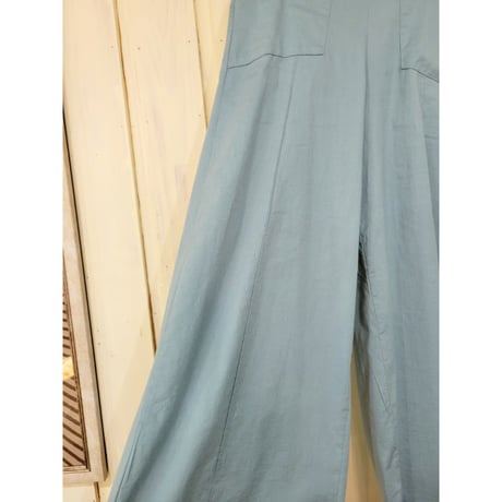 コットンリネンワイドパンツ　スモーキーブルー