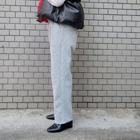 ツイード裏起毛ワイドパンツ　白ホワイト　グレー　黒ブラック