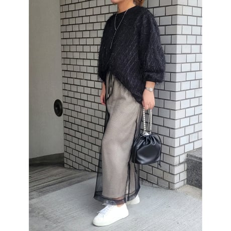 メッシュタイトスカート　黒ブラック×ベージュ