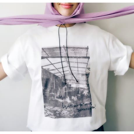 フォトTシャツ　白ホワイト×黒ブラック