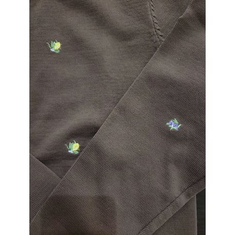 刺繍ニットカーディガン　アイボリー　ブラウン