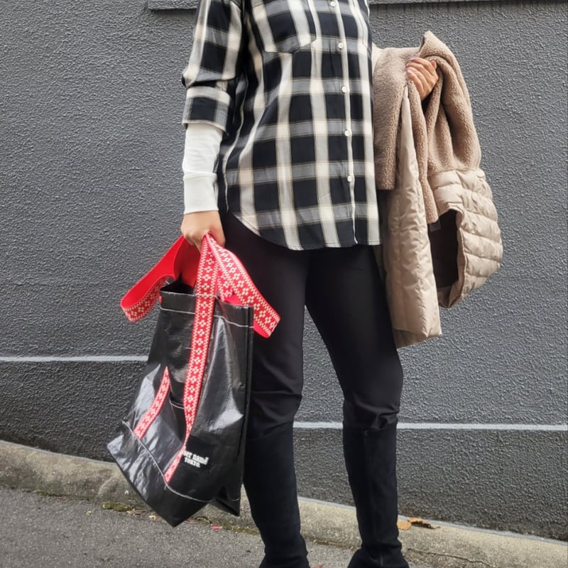 ビッグトートバッグ 黒ブラック×赤レッド | Huntress