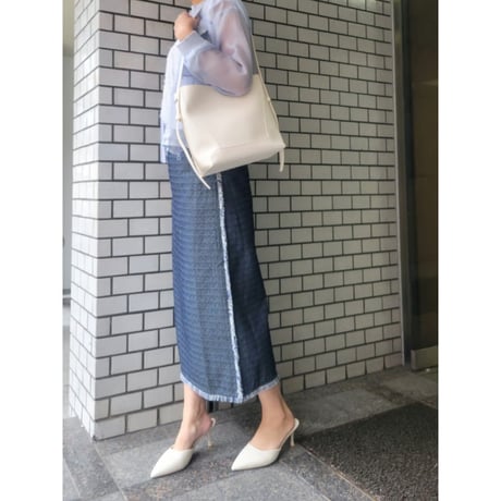 ツイードデニムフリンジスカート
