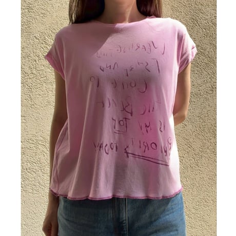 英字プリントTシャツ　ピンク