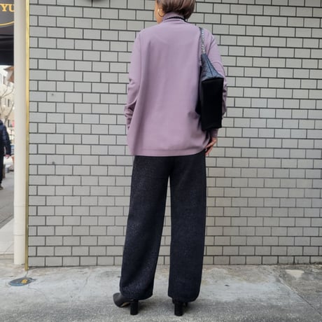 ツイード裏起毛ワイドパンツ　白ホワイト　グレー　黒ブラック