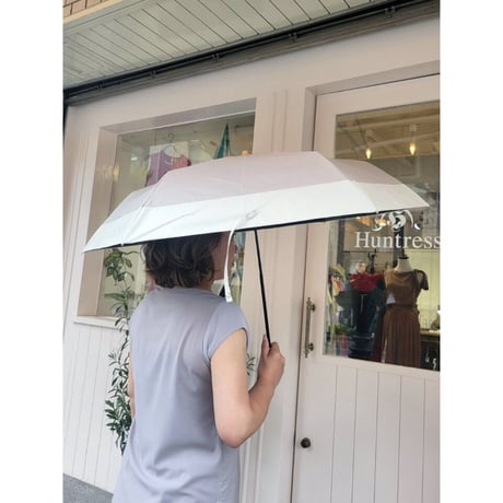 【晴雨兼用傘】バイカラー二段折傘・長傘　黒ブラック　ベージュ　グレー