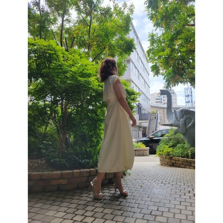 ペチコート付きドロストワンピース　イエロー