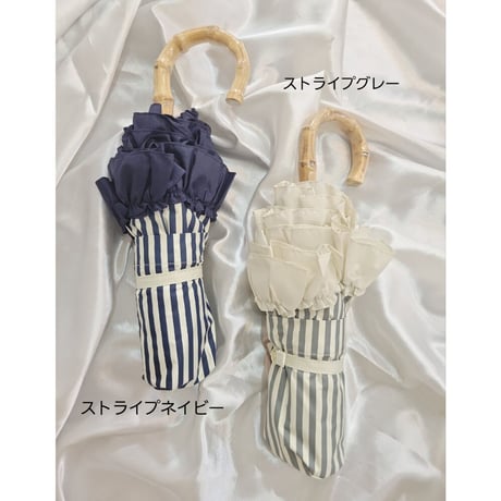 【完全遮光】晴雨兼用3段折傘  　フリル