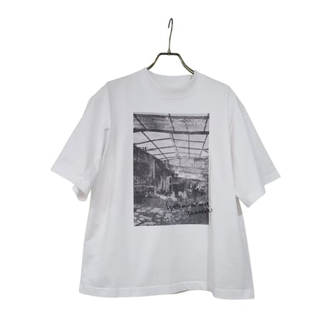 フォトTシャツ　白ホワイト×黒ブラック