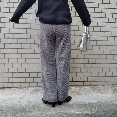 ツイード裏起毛ワイドパンツ　白ホワイト　グレー　黒ブラック