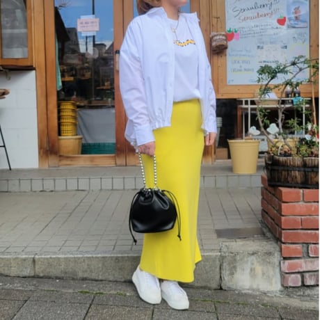 Iラインニットスカート　黄色イエロー