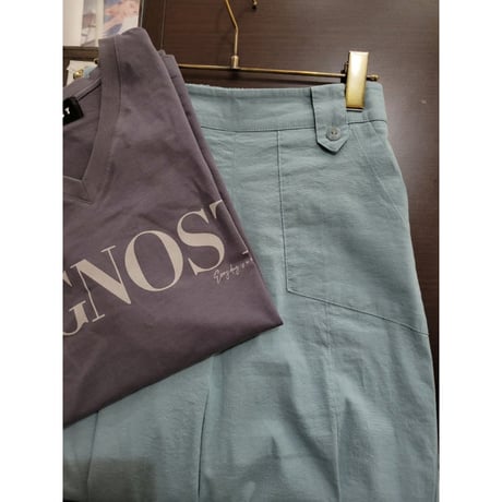 コットンリネンワイドパンツ　スモーキーブルー