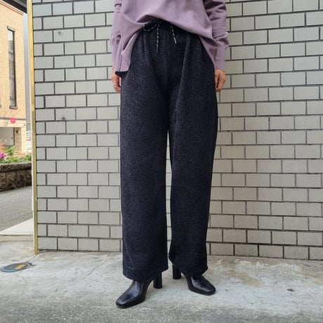 ツイード裏起毛ワイドパンツ　白ホワイト　グレー　黒ブラック