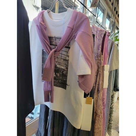 フォトTシャツ　白ホワイト×黒ブラック