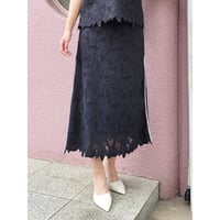 パイピングレーススカート　黒ブラック