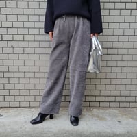 ツイード裏起毛ワイドパンツ　白ホワイト　グレー　黒ブラック