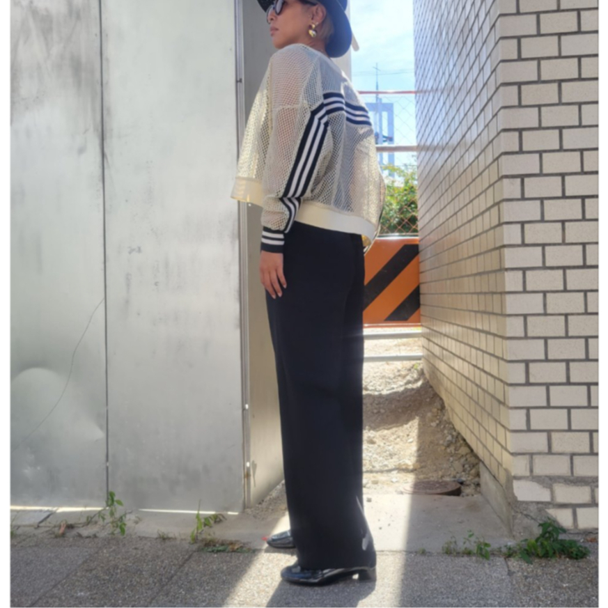 ライン入りメッシュブルゾン オフホワイト | Huntress