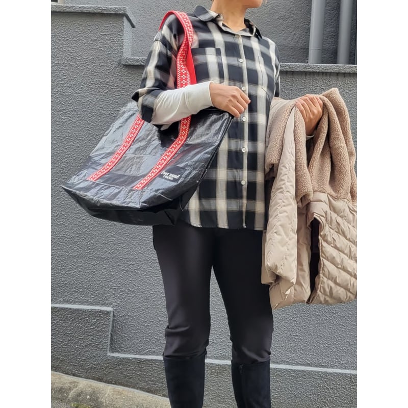 ビッグトートバッグ 黒ブラック×赤レッド | Huntress