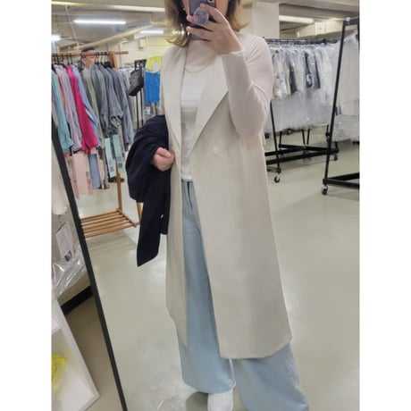 麻混ロングジレ　ベージュ