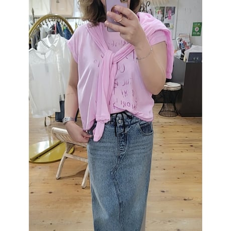 英字プリントTシャツ　ピンク