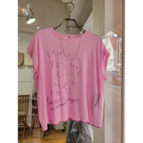 英字プリントTシャツ　ピンク