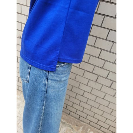 ライン入りカットソー　白ホワイト　ブルー