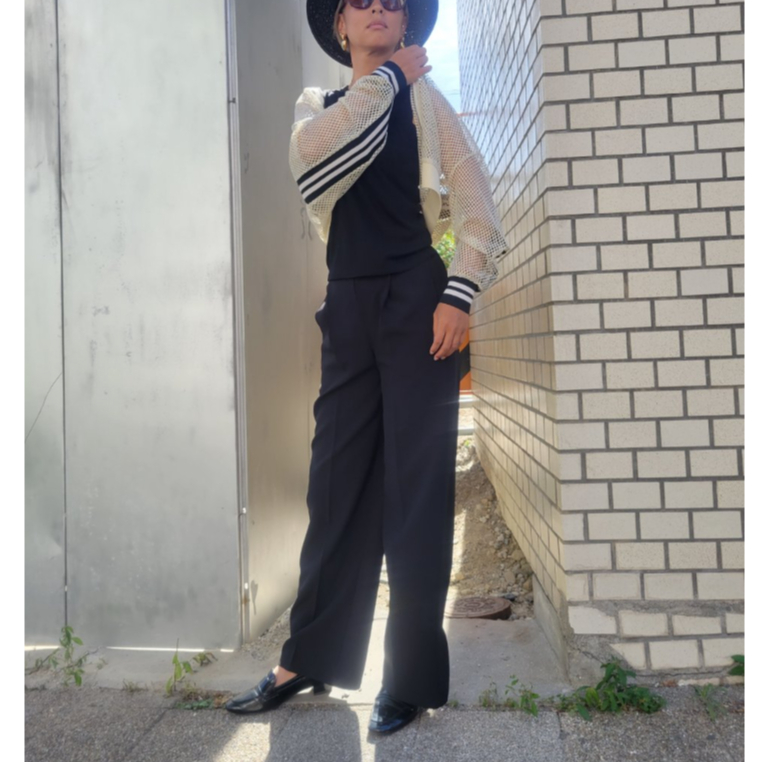 ♡RYW♡ 【美品】 ICB メッシュブルゾン ライン入りメッシュブルゾン オフホワイト | Huntress