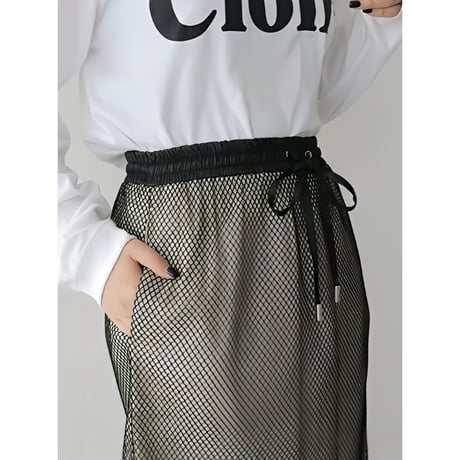メッシュタイトスカート　黒ブラック×ベージュ